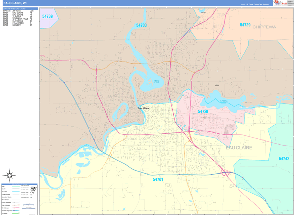 Eau Claire Wall Map